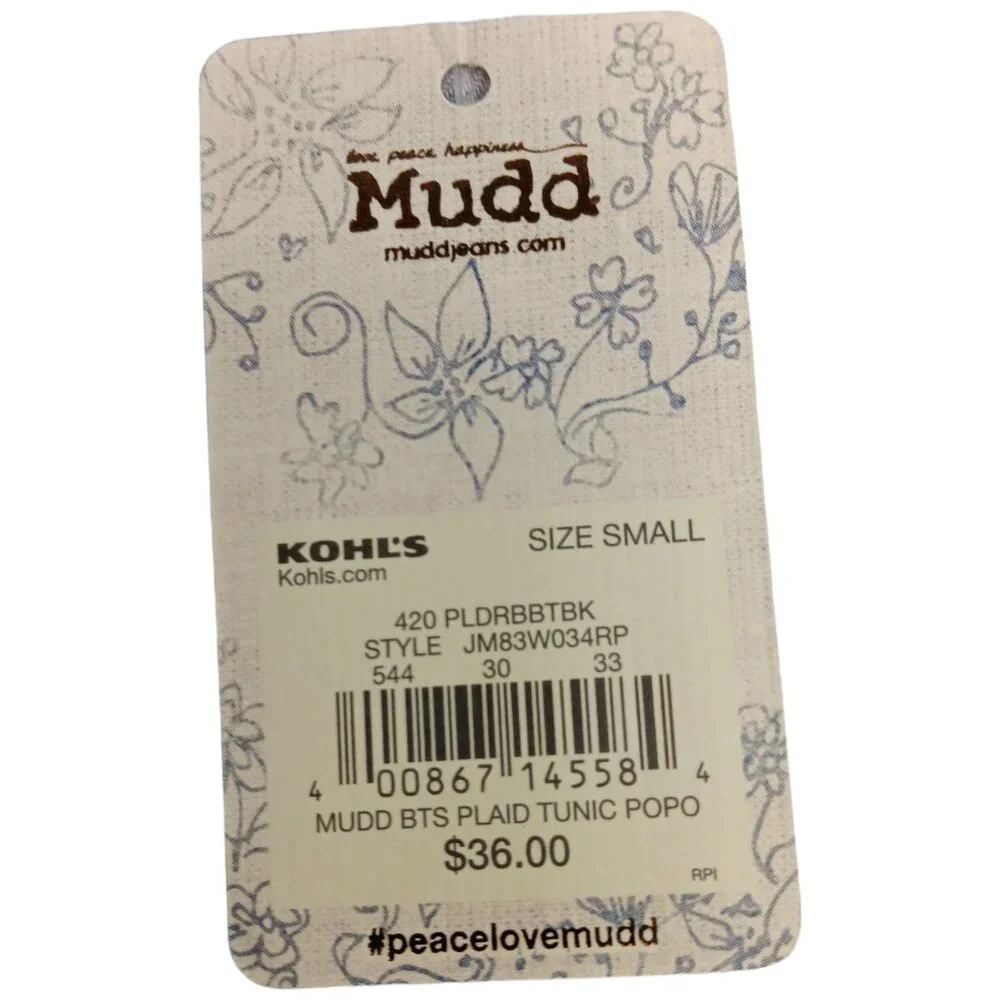 MUDD-Women's-Plaid-Gray-Black-Pink-SMALL-pullover-V Neck-Long Sleeve-Pockets - Picture 13 of 16